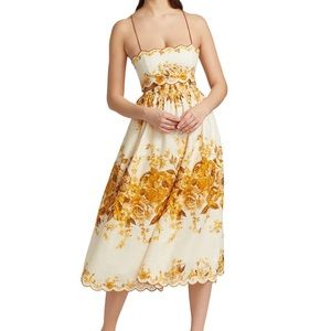 Zimmermann Aliane Scallop Midi Dress 0